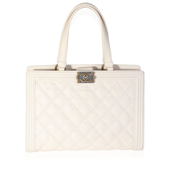 Chanel Cream Large Boy Shopping Tote - Picture 1 of 7